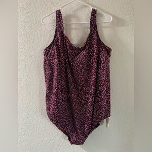 Multi-colored Scoop Neck One Piece Bathing Suit